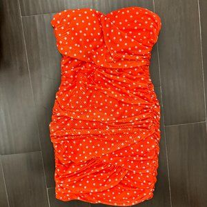 MESH POLKA DOT RUCHED MINI
